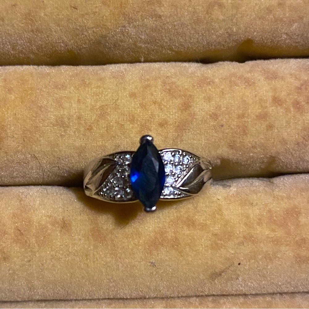 Sapphire Rings for Women - Sterling Silver, Sapphire and CZ Ring
